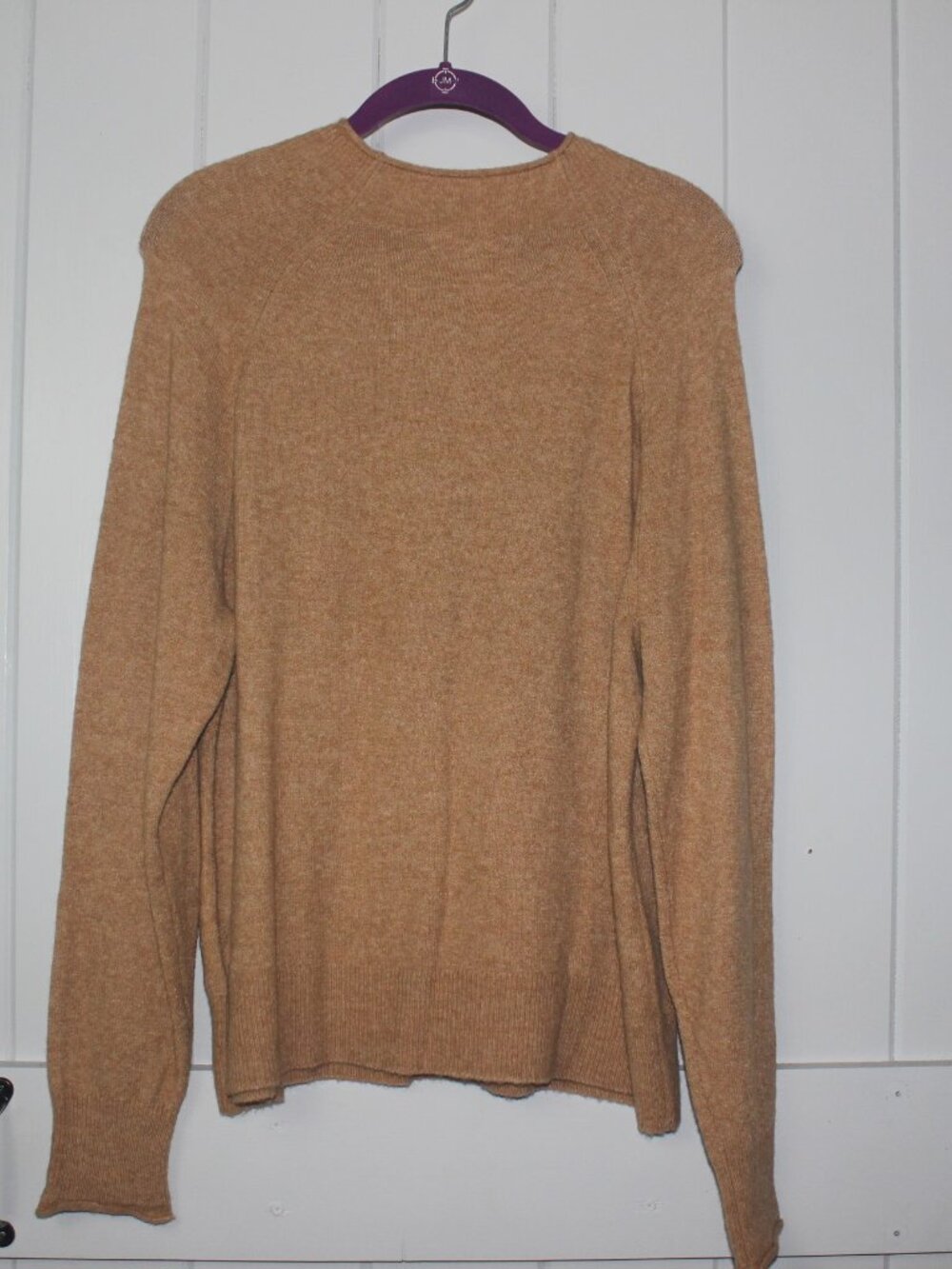 NWT J CREW WOMENS SWEATER IN SOFT MERINO WOOL BLEND IN CAMEL WITH MOCK NECK SZ L